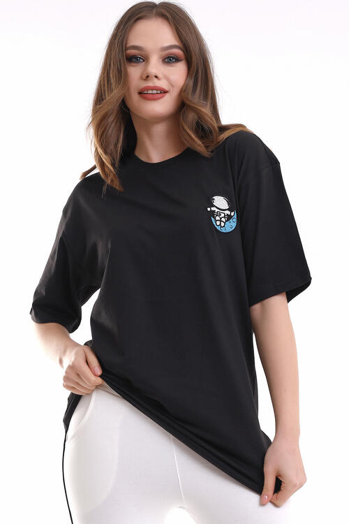 Space Printed Crew Neck Short Sleeve Unisex T-Shirt