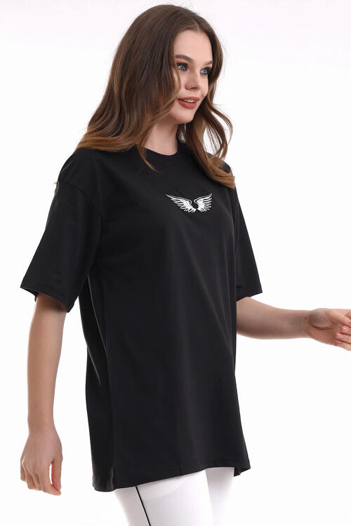Angel Print Scoop Neck Short Sleeve Unisex T-Shirt