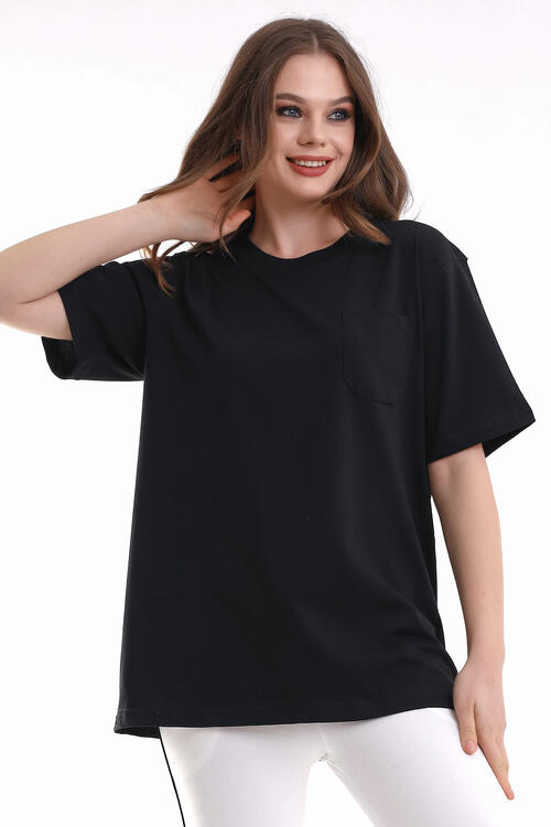 Черная футболка унисекс с круглым вырезом и короткими рукавами