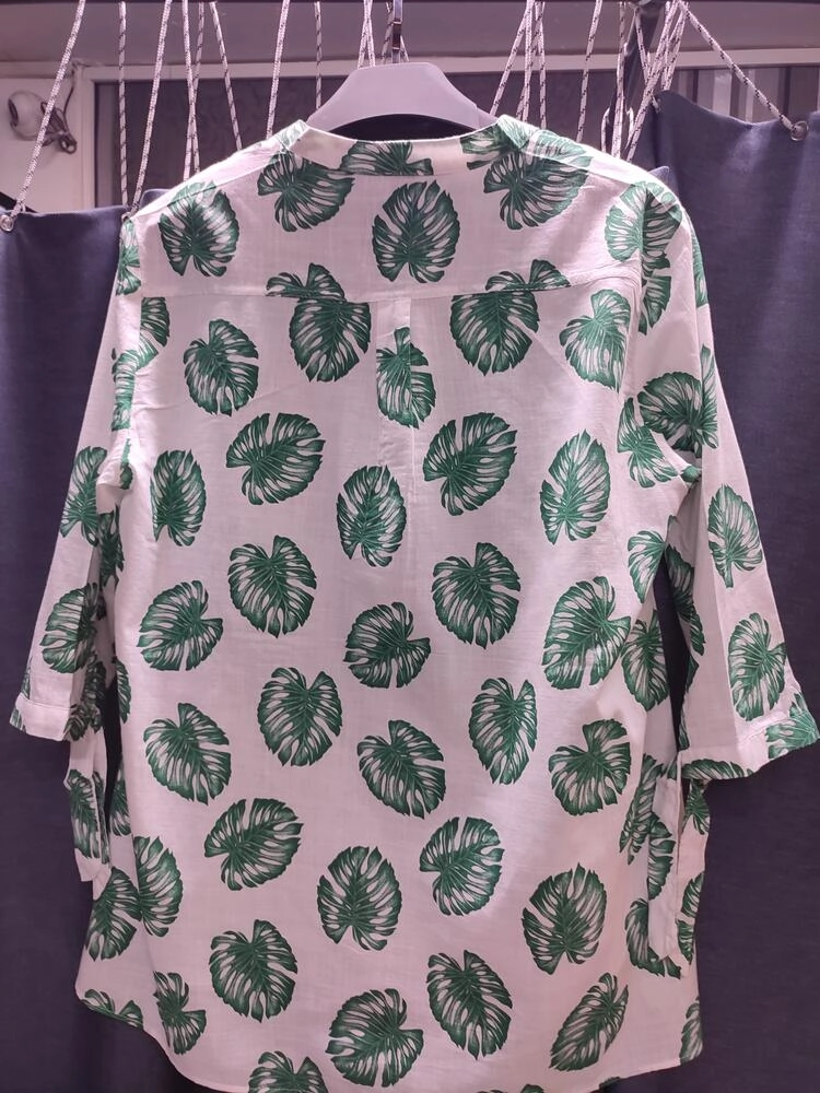 WOMEN GREEN LEAF BUTTON SHIRT